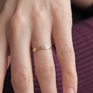 14k Gold Personalized Name Ring - Custom Stacking Ring