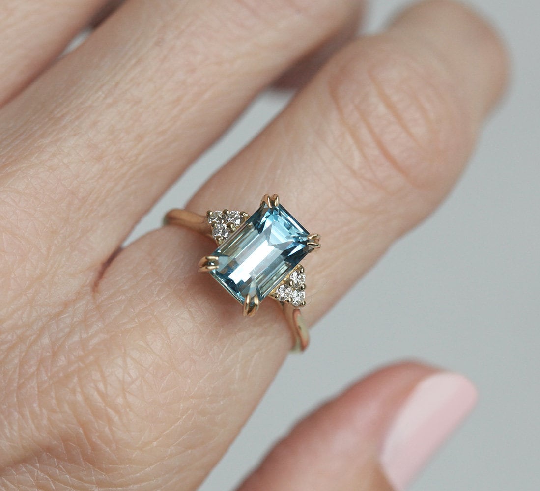 Aquamarine and deals emerald ring