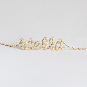 Name Necklace with Diamonds in 14k Solid Gold, Choose Your Number of Letters, Perfect Gift For Her, Mom Necklace image 5