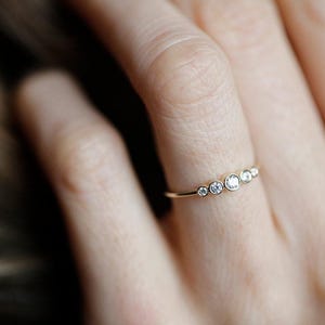 Five Diamond Band, 14k Yellow Gold Diamond Ring, Diamond Engagement Ring, Simple Diamond Band, 5 Stone Diamond Ring, 5 Stone Diamond Band