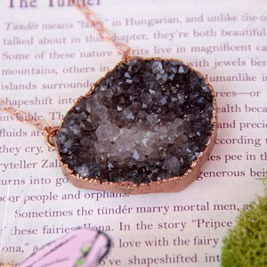 Amethyst Crystal Cluster Necklace; Uruguayan Amethyst, Amethyst Statement Necklace, Electroformed Amethyst, February Birthstone Necklace