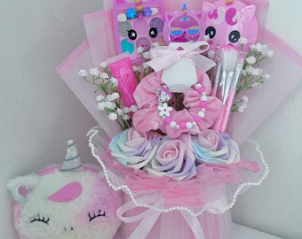 Unicorn Makeup Bouquet for Girls | Real Kids Makeup Gift Set with Lip Gloss, Blush, & Bonus Unicorn Bag | Ages 2–8