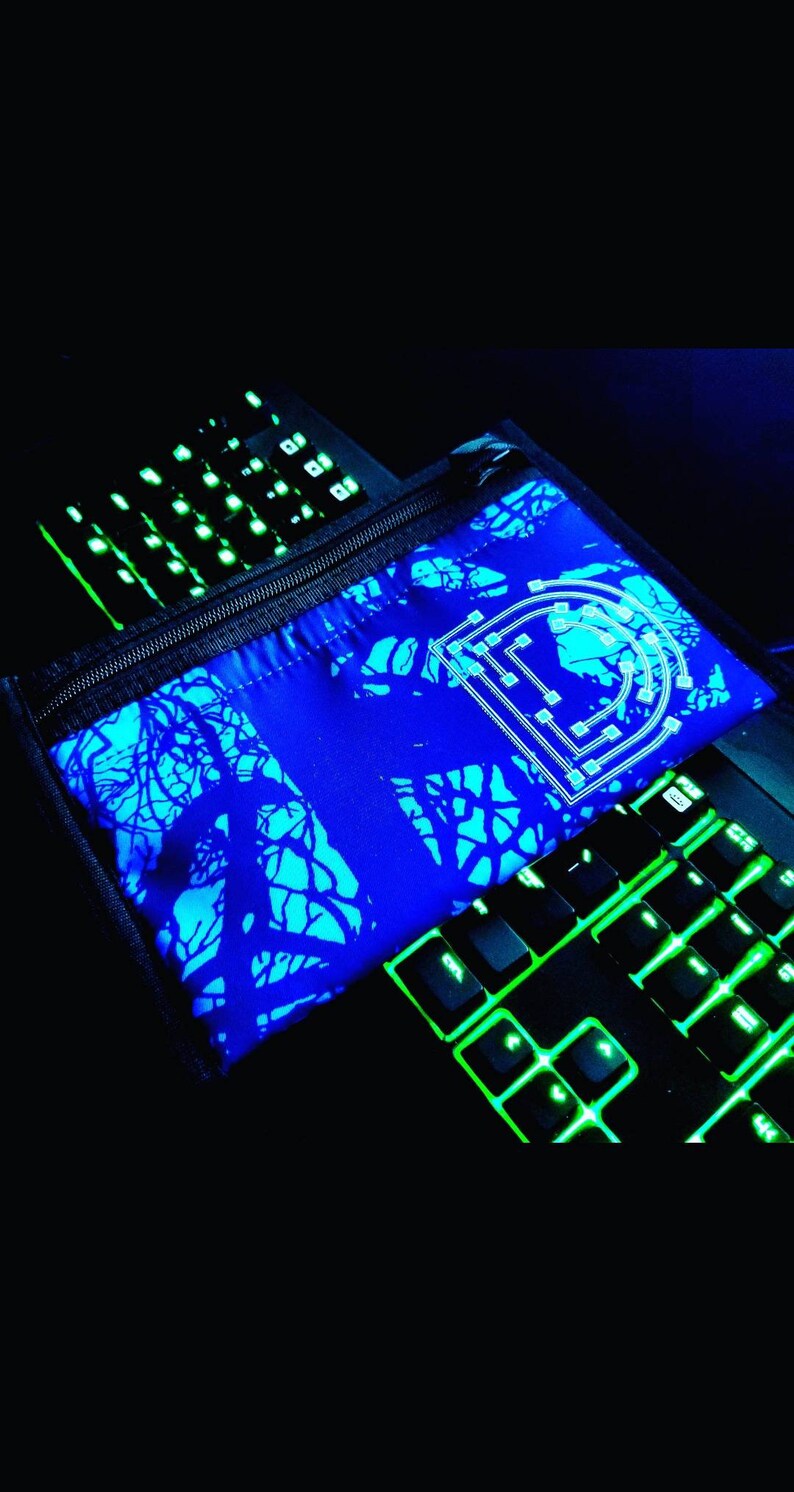 Smell Proof BagPouch Herb Container Blue Cyberpunk