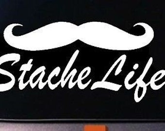 Jdm Stache Life Mustache Sticker Decal Fast Funny College Humor Fun Beach Summer