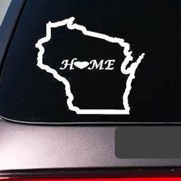 Wisconsin Home 6" Sticker *E705* State Outline Home Map Decal Vinyl