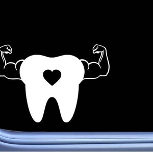 Tooth Little Heart Arm Bicep M182 6 inch Window Decal dentist hygienist