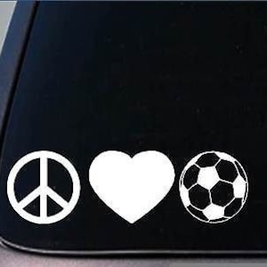 Peace Love Soccer Sticker *H84* 8&quot; Vinyl Goalie Knee Pads