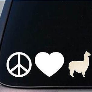 Peace Love Alpaca Sticker *H56* 8" Vinyl Decal Aplacas Farm Kria