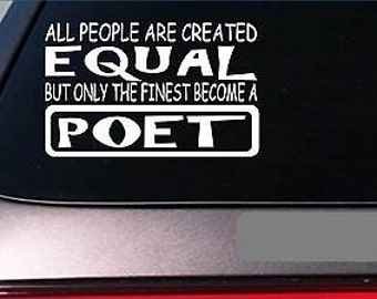 Poet Equal Sticker *G711* 8" Vinyl Prose Book Poetry Writer Thesaurus Rhyme