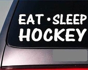 Eat Sleep Hockey Sticker *G918* 8" Vinyl Goalie Puck Mask Uniform Jersey
