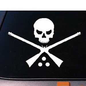 Black Powder Skull Bones 6&quot; Sticker Deer Hunting Horn Muzzle Loader 2A *C202*