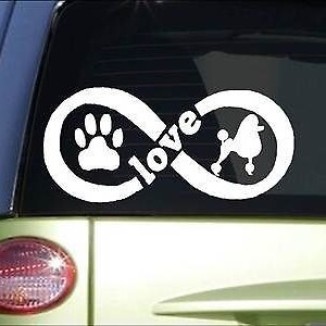 Poodle Infinity Sticker *H386* 4 X 8.5  Inch Vinyl Dog Love Decal