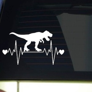 T Rex heartbeat lifeline *I259* 8&quot; wide Sticker decal jurassic dinosaur