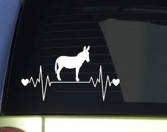 Donkey heartbeat lifeline *I207* Sticker decal burro mule