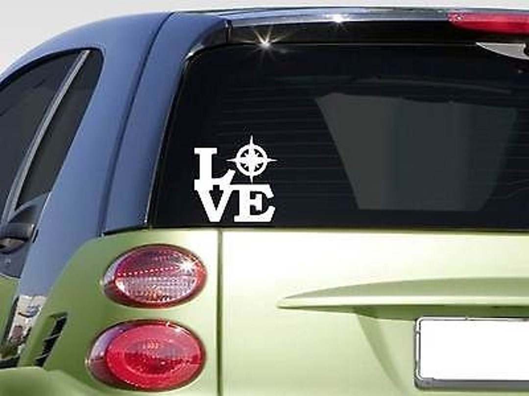 Compass Rose Love Sticker *G582* 8" Vinyl Beach Captain New England ...