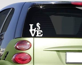 Seahorse Love Sticker *G589* 8" Vinyl Zoo Ocean Fish Beach Whale Sea Swim