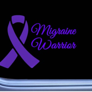 Migraine Warrior Purple Ribbon M414 8 inch Sticker decal headache cure