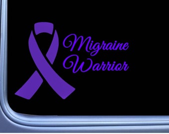 Migraine Warrior Purple Ribbon M414 8 inch Sticker decal headache cure