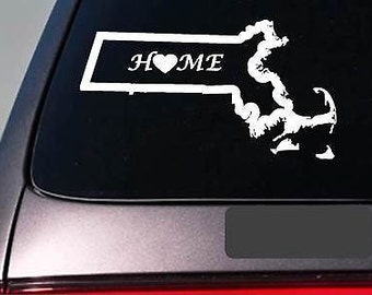 Massachusetts Home 6" Sticker *E678* State Outline Home Map Decal Vinyl
