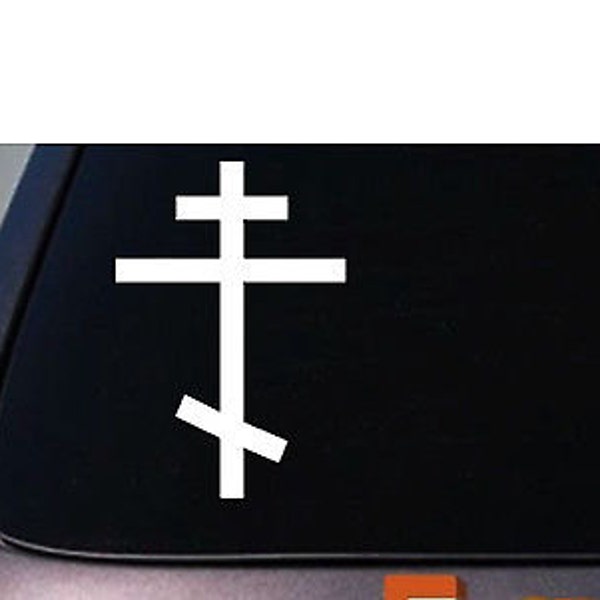 Orthodox Cross Sticker Christianity Vinyl Decal Russian Cross 6"