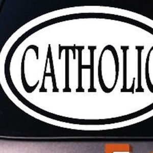 Catholic Sticker Decal Oval Pope Religious Priest Crucifix Jesus Mary God 6&quot;