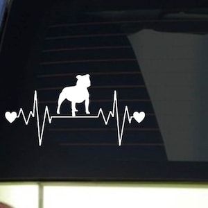 Staffy Bull heartbeat lifeline *I254* 8" wide Sticker decal pit bull bully dog