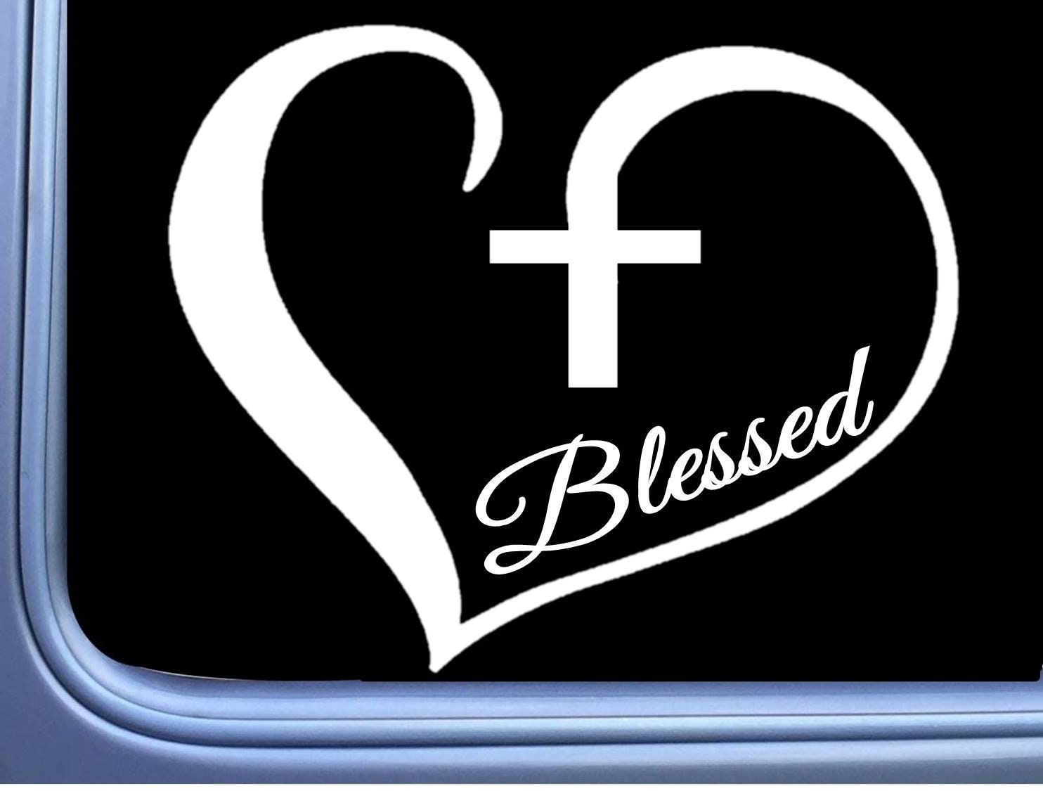 Blessed Christian Cross Heart Vinyl Decal M426 6 Inch Sticker Etsy