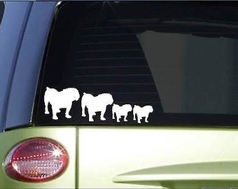 Bulldog Family Sticker *H163* 8.5" Wide Vinyl English Olde Bulldogge