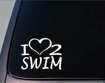 I Heart To Swim Sticker *H177* 8 Inch Wide Vinyl Swimming Beach Pool Decal