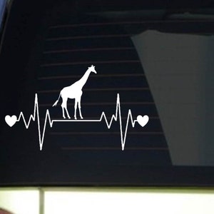 Giraffe heartbeat lifeline I217 8 wide Sticker decal zoo animals image 1