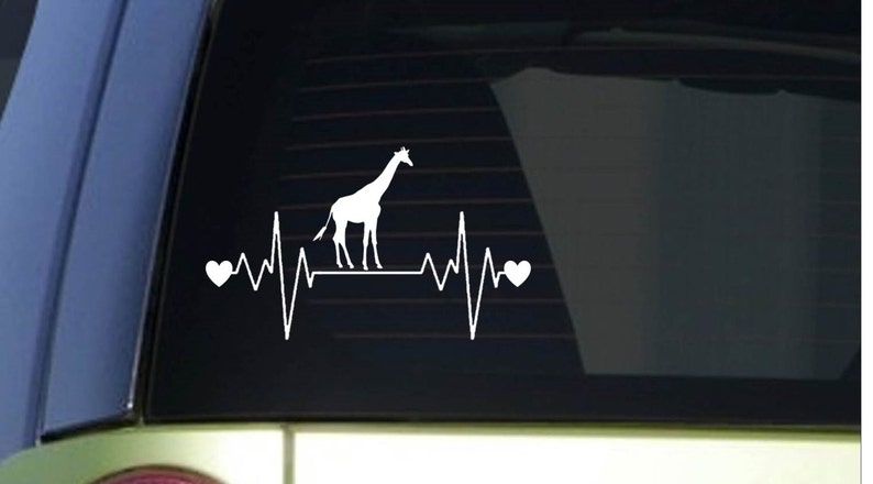 Giraffe heartbeat lifeline I217 8 wide Sticker decal zoo animals image 1