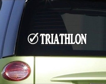 Triathlon Check *I056* 8" Sticker Decal Triathlete Swim Bike Run Marathon