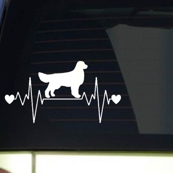 Golden Retriever heartbeat lifeline *I218* 8" wide Sticker decal dog duck