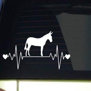 Mule heartbeat lifeline *I230* 8&quot; wide Sticker decal horse donkey harness
