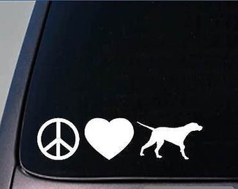 Peace Love Pointer Sticker *H109* 8" Vinyl Quail Hunt