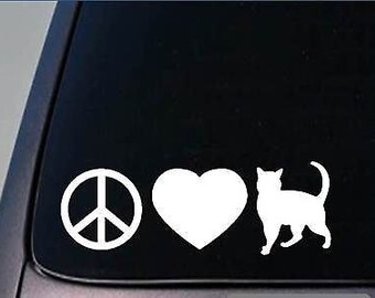 Peace Love Cats Sticker *H46* 8" Vinyl Decal Catnip