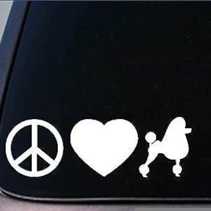 Peace Love Poodle Sticker *H116* 8&quot; Vinyl Toy Standard Groomer