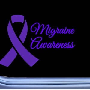 Migraine Awareness Purple Ribbon M415 8 inch Sticker decal headache cure