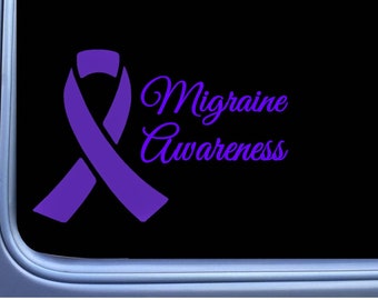 Migraine Awareness Purple Ribbon M415 8 inch Sticker decal headache cure