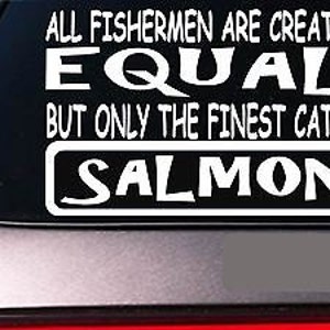 Salmon All People Equal 6&quot; Sticker *E606* Fishing Rod Reel Line Bait Fly Net