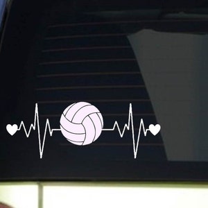 Volleyball heartbeat lifeline *I263* wide Sticker decal spike set dig