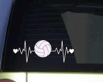 Volleyball heartbeat lifeline *I263* wide Sticker decal spike set dig