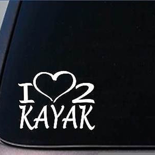 I Heart To Kayak Sticker *H180* 8 Inch Wide Vinyl Kayaking Decal