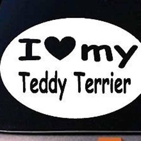 I Love My Teddy Terrier Rat Terrier Truck Window Sticker Decal