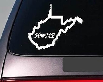 West Virginia Home Sticker *E704* State Outline Home Map Decal Vinyl