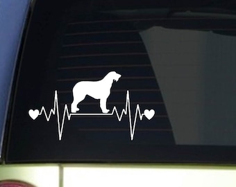 Wolfhound heartbeat lifeline *I268* 8" wide Sticker decal dog irish wolf hound