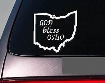 Ohio God Bless 6" Sticker *E736* State Outline Home Map Decal Vinyl