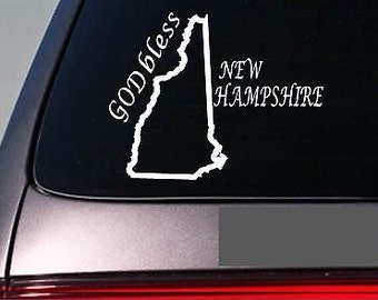 New Hampshire God Bless 6" Sticker *E733* State Outline Home Map Decal Vinyl