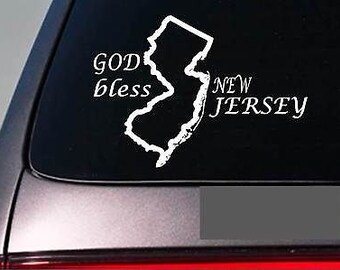 New Jersey God Bless 6" Sticker *E734* State Outline Home Map Decal Vinyl