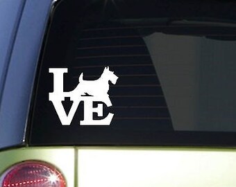 Scotty Love 6" Sticker *F144* Decal Scottish Terrier Scottie